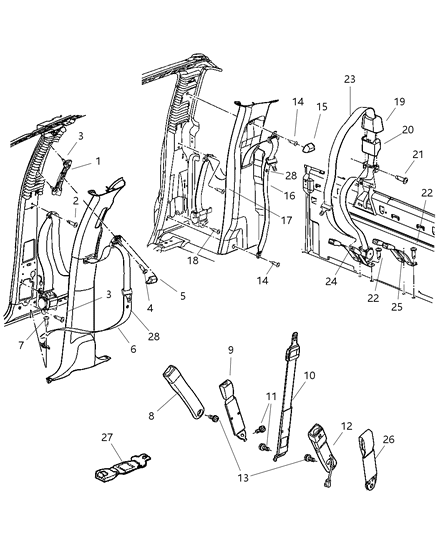 Seat Belt Retractor Diagram for YH441DVAA