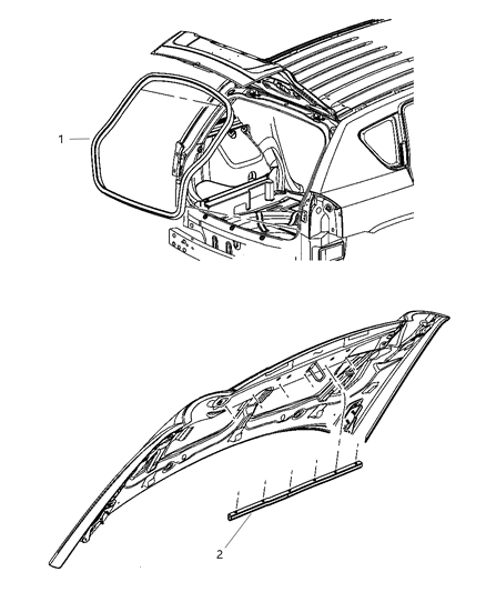 2000 Jeep Grand Cherokee Weatherstrip Liftgate Opening Diagram for 5074641AC