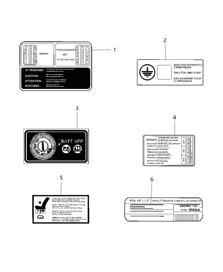 Label Vehicle Emission Control Information Diagram for 47480121AA