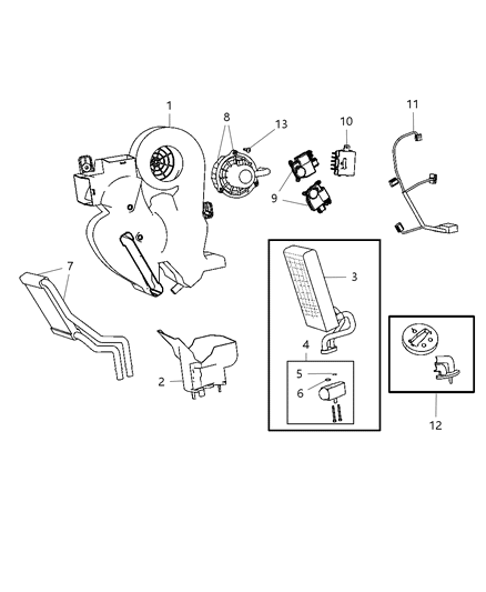 2003 Dodge Caravan Evaporator A/C Includes: Valve, Screws, O - Rings Diagram for 68147012AA