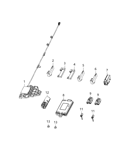 1988 Dodge B350 Module Keyless Ignition Node Diagram for 68299961AB
