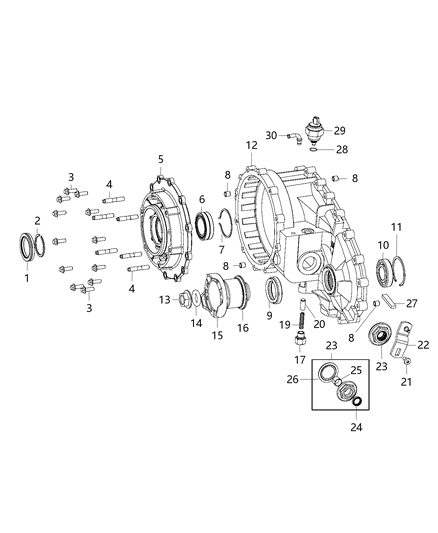 Vent Transfer Case Diagram for 68001633AB