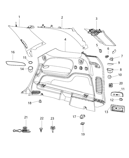 Loop Cargo Tie Down D - Ring Diagram for 68085739AA