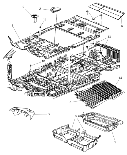 2022 Dodge Charger Insert Floor Tubular Diagram for ZQ93BD5AA