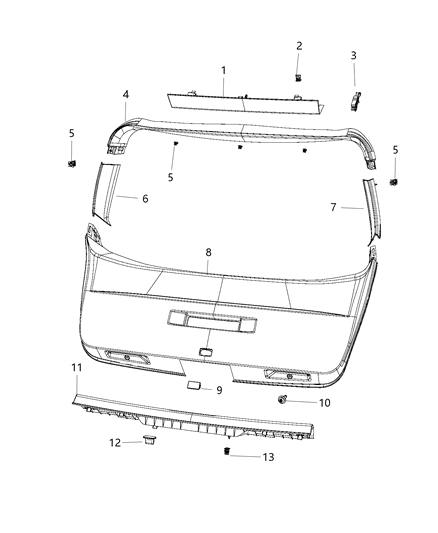 2001 Chrysler Town & Country Panel Liftgate Trim Lower Diagram for 1BE54DX9AC