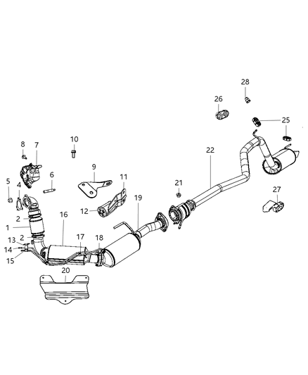 2012 Jeep Wrangler Stud Double Ended Catch Converter for Particulate Filter Diagram for 6506606AA