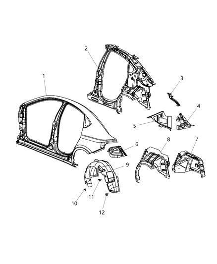 1999 Chrysler Sebring Extension Quarter Panel Diagram for 68083478AA