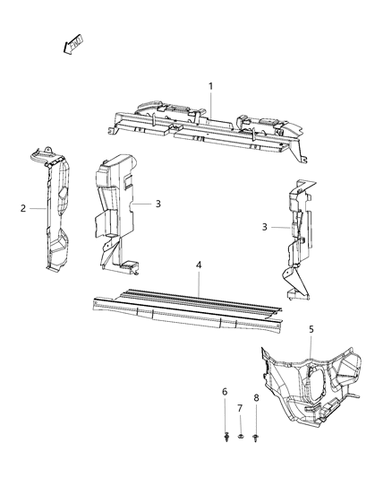 1987 Dodge Lancer Seal Radiator Upper Diagram for 68158141AA