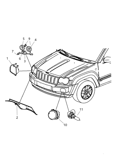 Lamp Headlamp Parking And Turn Diagram for 55156351AI
