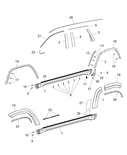 Applique B Pillar Rear Diagram for 57010446AH