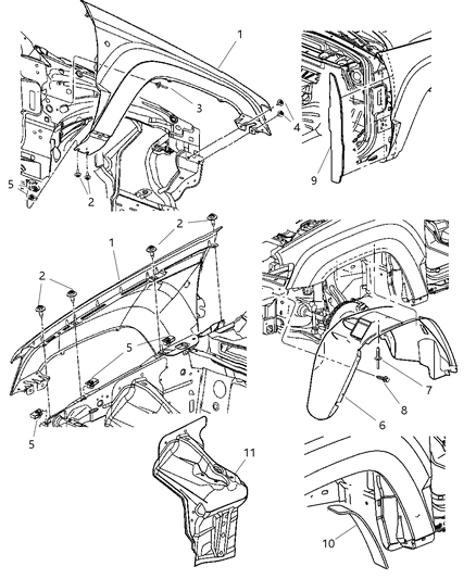 Liner Fender Side Diagram for 55156621AE