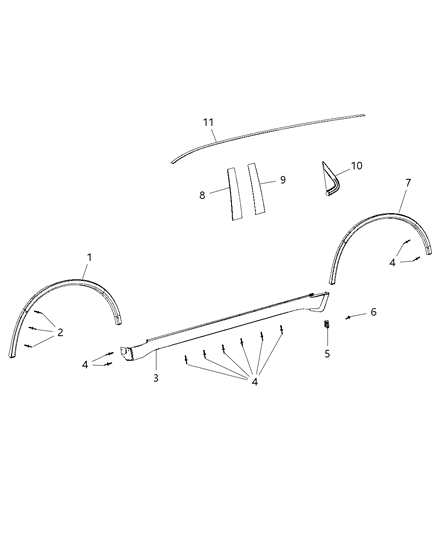Molding Wheel Opening Flare Diagram for 57010621AC