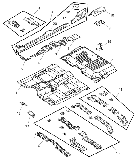 Panel Underbody Front, Driver Side Diagram for 55256779AB