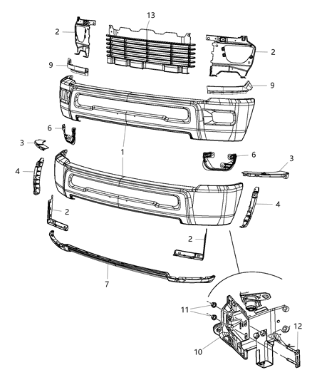 Bracket Bumper Diagram for 68159973AA