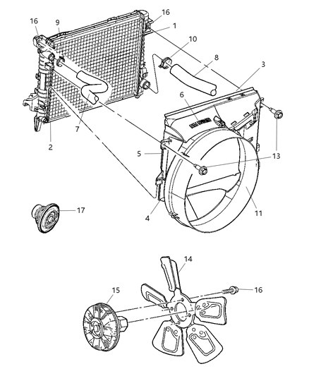 Hose Radiator Outlet Upper Diagram for 52028870AD