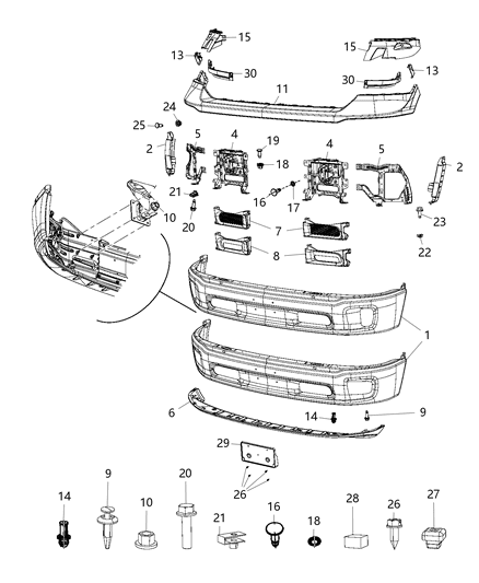 Bumper Front Diagram for 6NR11TZZAA