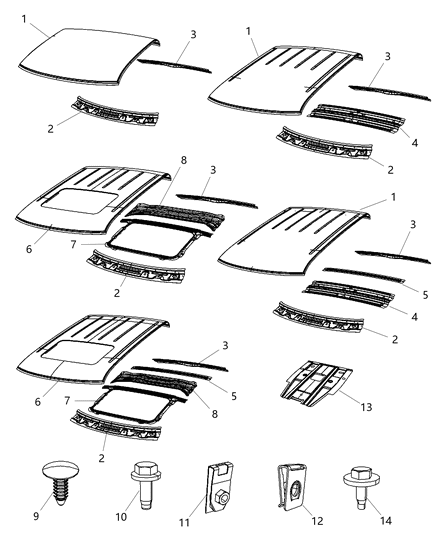 Header Roof Front Diagram for 55112282AA