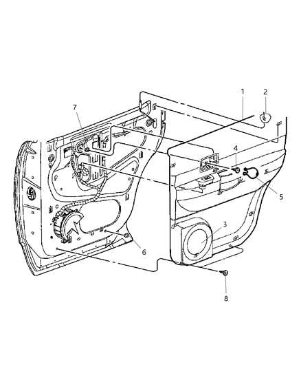 1994 Dodge Ram 3500 Panel Rear Door Trim Diagram for 1GN381DBAA