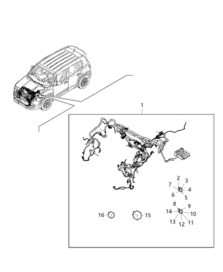 2017 Jeep Compass Fuse Maxi 70 Amp, Tan Diagram for 68119313AA