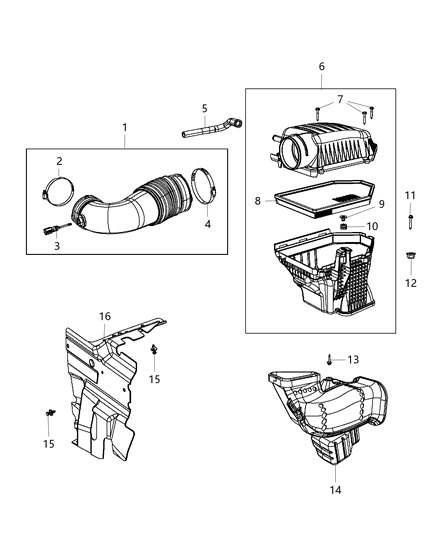 2008 Dodge Ram 2500 Resonator Air Cleaner Diagram for 68299608AA