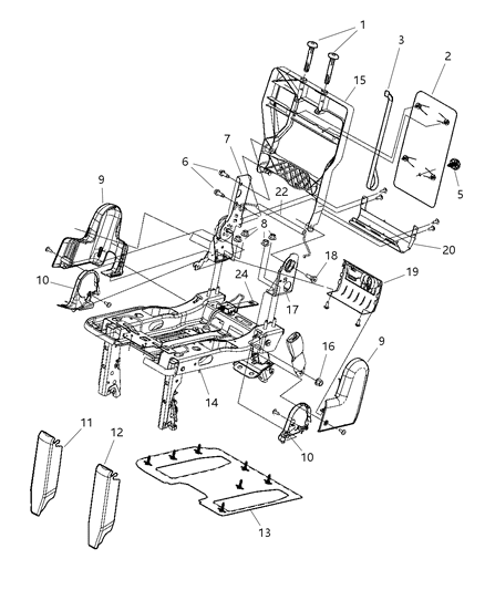 2005 Chrysler Town & Country Recliner Seat Back Diagram for 5139424AA