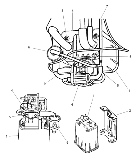 2001 Chrysler Prowler Bracket Leak Detection Pump Diagram for 4815990AA