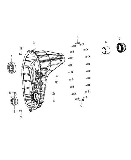 1998 Dodge Stratus Case Half Rear Diagram for 68206420AC