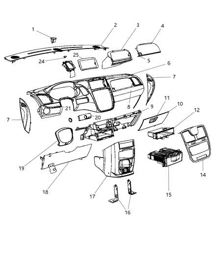 Panel Instrument Upper Diagram for 1PE44DX9AO