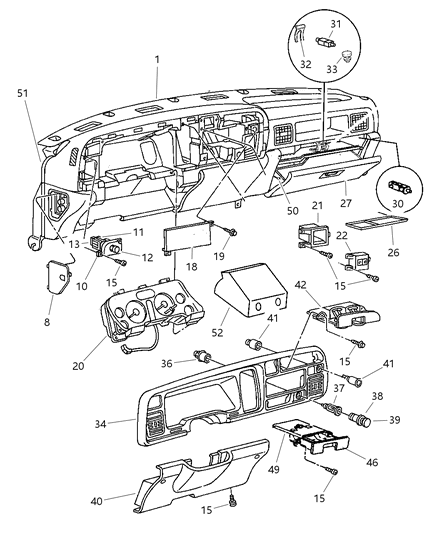 Panel Instrument Upper Diagram for 5EY72RD5