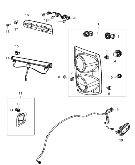 Socket High Mounted Stop Lamp Diagram for 55156027AB