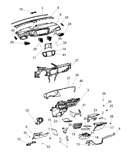Brace Instrument Panel To Floor Left Diagram for 68232006AA