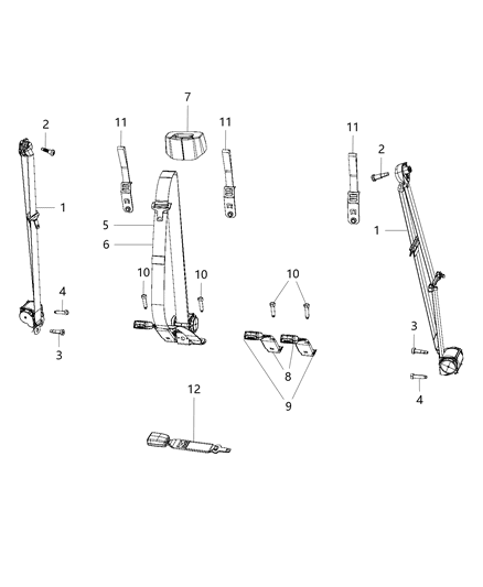 Buckle Assembly Buckle Assembly - Seat Belt Right Diagram for 6TB121X7AA