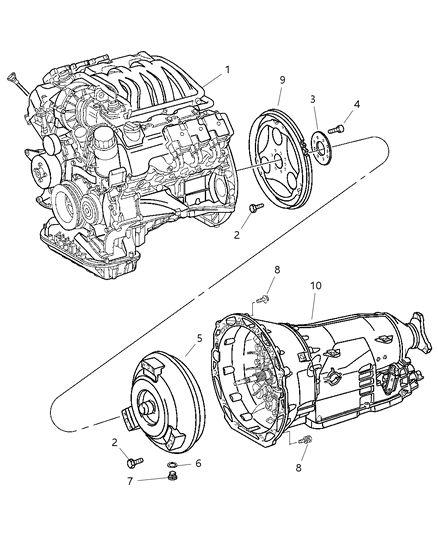 1999 Dodge Durango Bolt Drive Plate And Flywheel Diagram for 5135862AA
