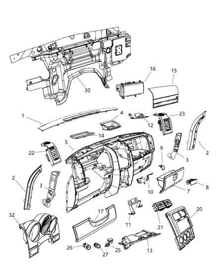 Air Bag Passenger, Passenger Side Diagram for 5108039AB