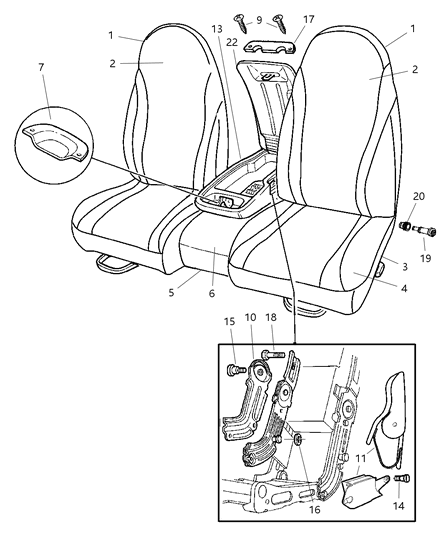 2001 Dodge Dakota Cover Seat Latch Diagram for 5016165AA