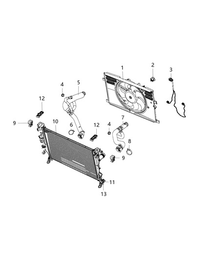 2018 Jeep Compass Hose Radiator Outlet Diagram for 68246569AA