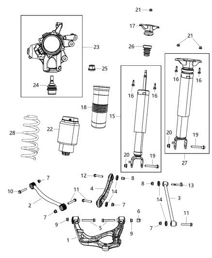 Shock Absorber Kit Suspension Rear Quadralift Air Suspension Diagram for 68234048AB