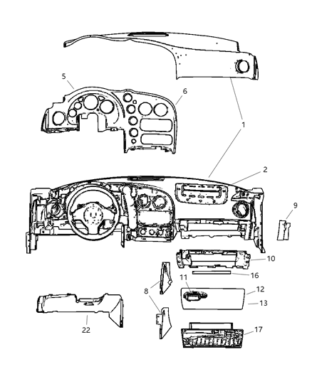 1986 Jeep Scrambler Instrument Panel And Pad Upper Diagram for TS33DX9AB