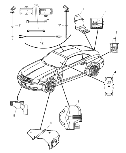2008 Chrysler Crossfire Sensor Intrusion Module Diagram for 5170428AA