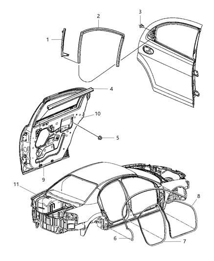 Weatherstrip Rear Door Belt Diagram for 4814636AF