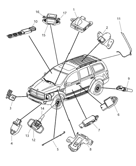 Sensor Side Airbag Impact Diagram for 4896065AA
