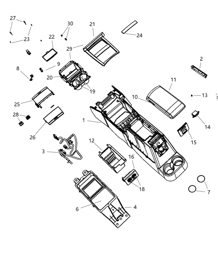 1994 Dodge Ram 3500 Mat Console Cup Holder Diagram for 68031278AA