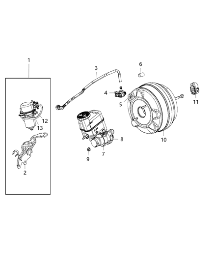 Booster Power Brake Diagram for 68211880AB