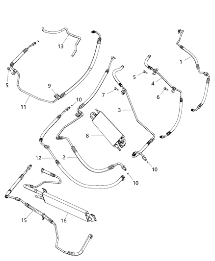 Hose Power Steering Return Diagram for 68078363AC
