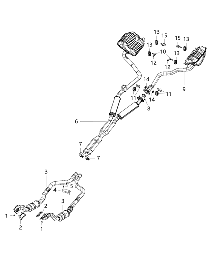 Bracket Exhaust Rear, Resonator Outlet Diagram for 68271435AA