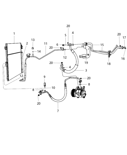 Cooler Condenser And Transmission Cooler, Receiver Drier Diagram for 55038003AF