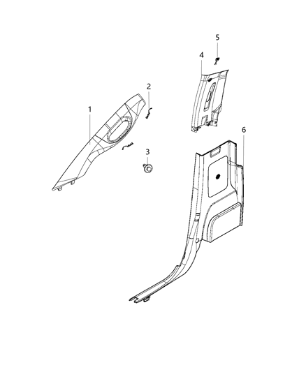 2009 Jeep Liberty Cap B - Pillar Diagram for 1SJ07BD1AA