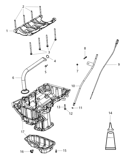 2006 Dodge Ram 2500 Tube Oil Pickup Diagram for 5184550AE