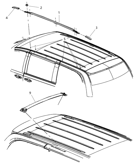 2008 Dodge Grand Caravan Stud Weld M6X1.00X23.40 Roof Rack Side Rail To Roof Diagram for 6508556AA
