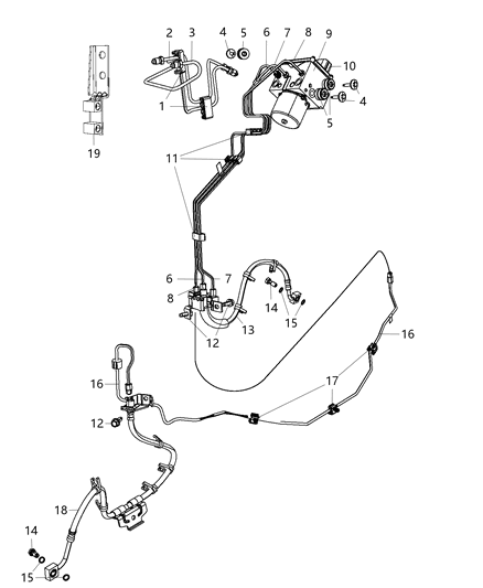 1991 Jeep Cherokee Tube Assembly, Brake Master Cylinder To HCU Primary Diagram for 68226109AC